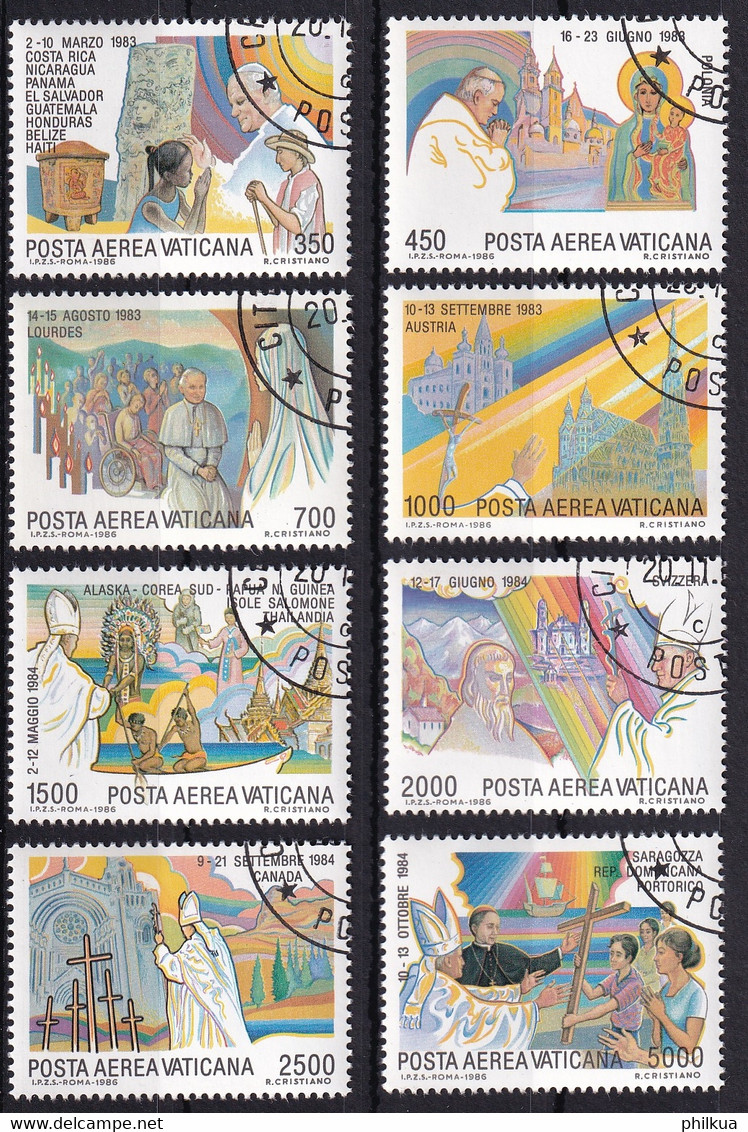 MiNr. 899 - 906  Vatikanstadt1986, 20. Nov. Die Weltreisen Von Papst Johannes Paul II. - Einheitlich Gestempelt - Usados