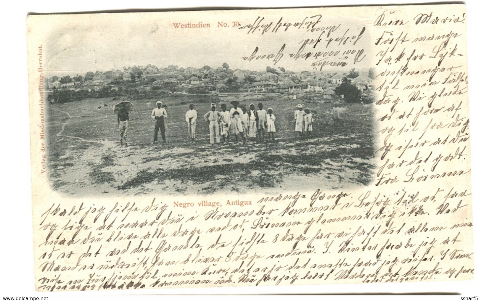 ANTIGUA NEGRO VILLAGE Missionsbuchhandlung HERRNHUT WESTINDIEN No. 30 Sent 1907 - Antigua Und Barbuda