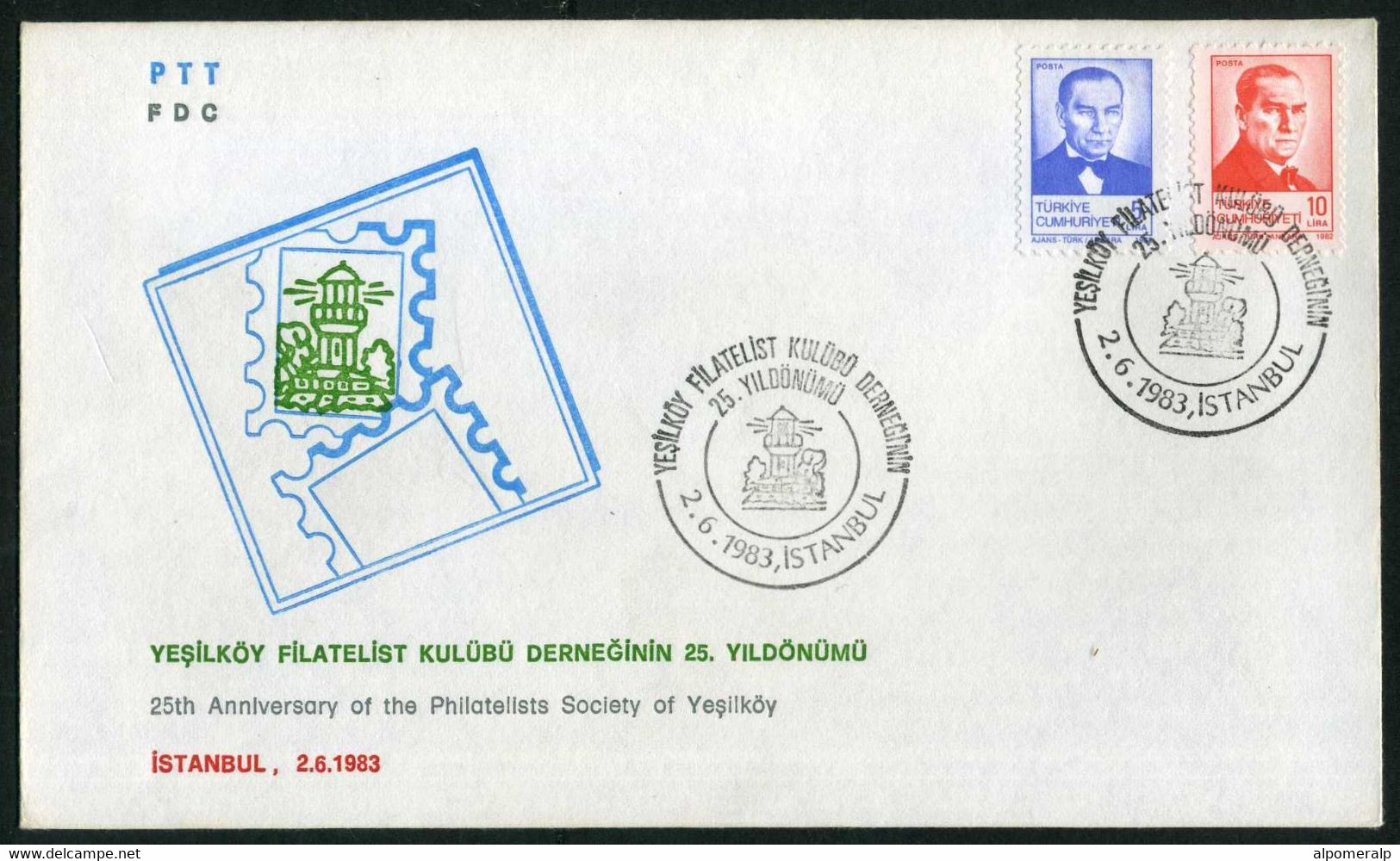 Türkiye 1983 Philatelist Society Of Yesilköy, Istanbul, 25th Anniversary, Special Cover - Briefe U. Dokumente