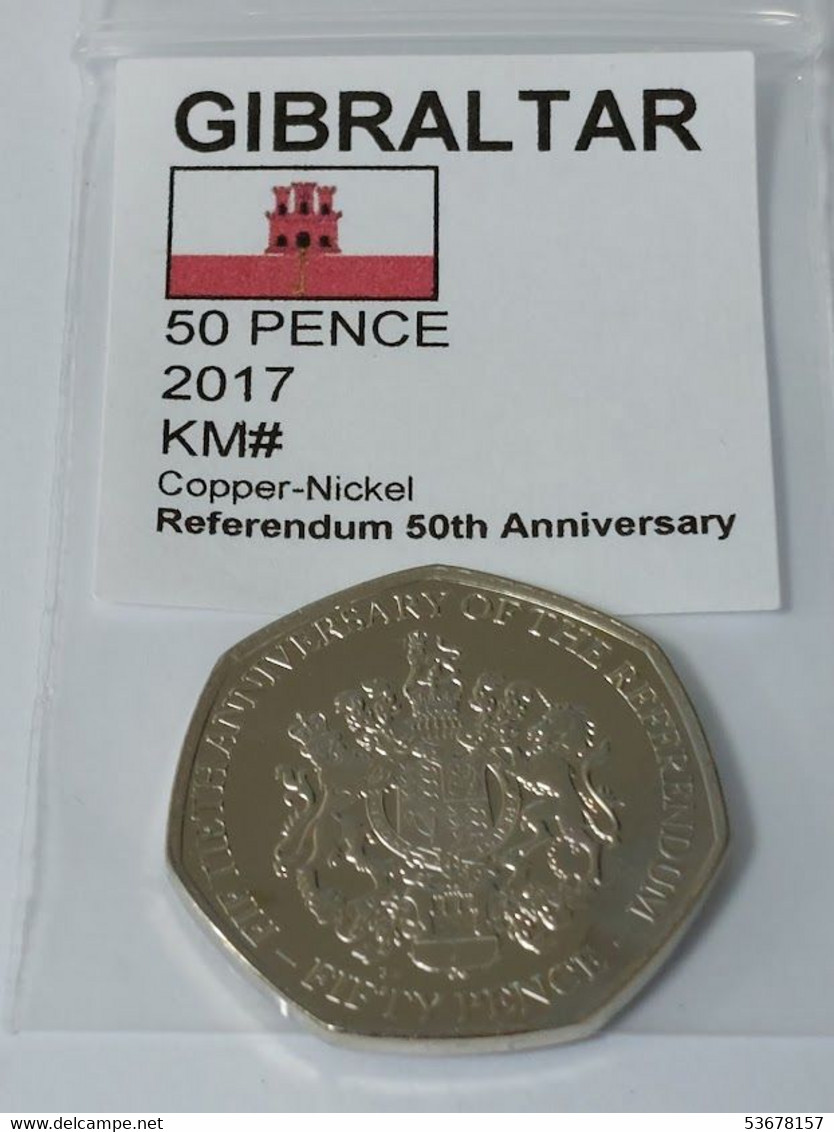 Gibraltar - 50 Pence, 2017, 50th Anniversary Of The Referendum - Gibraltar