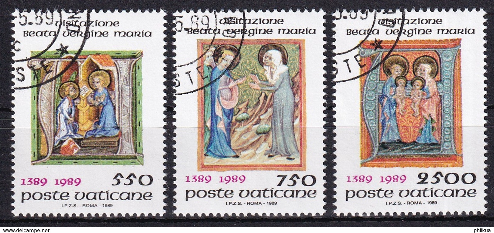 MiNr. 973 - 975  Vatikanstadt1989, 5. Mai. 600 Jahre Fest Mariä Heimsuchung - Einheitlich Gestempelt - Oblitérés