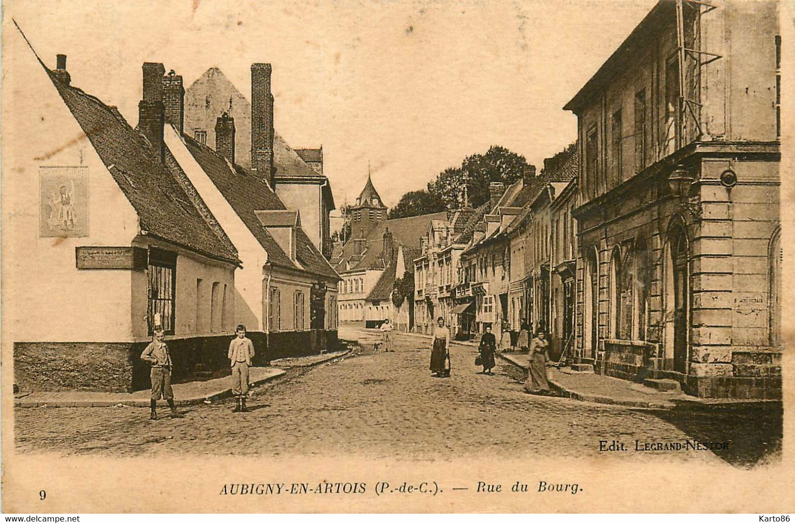 Aubigny En Artois * La Rue Du Bourg * Villageois - Aubigny En Artois