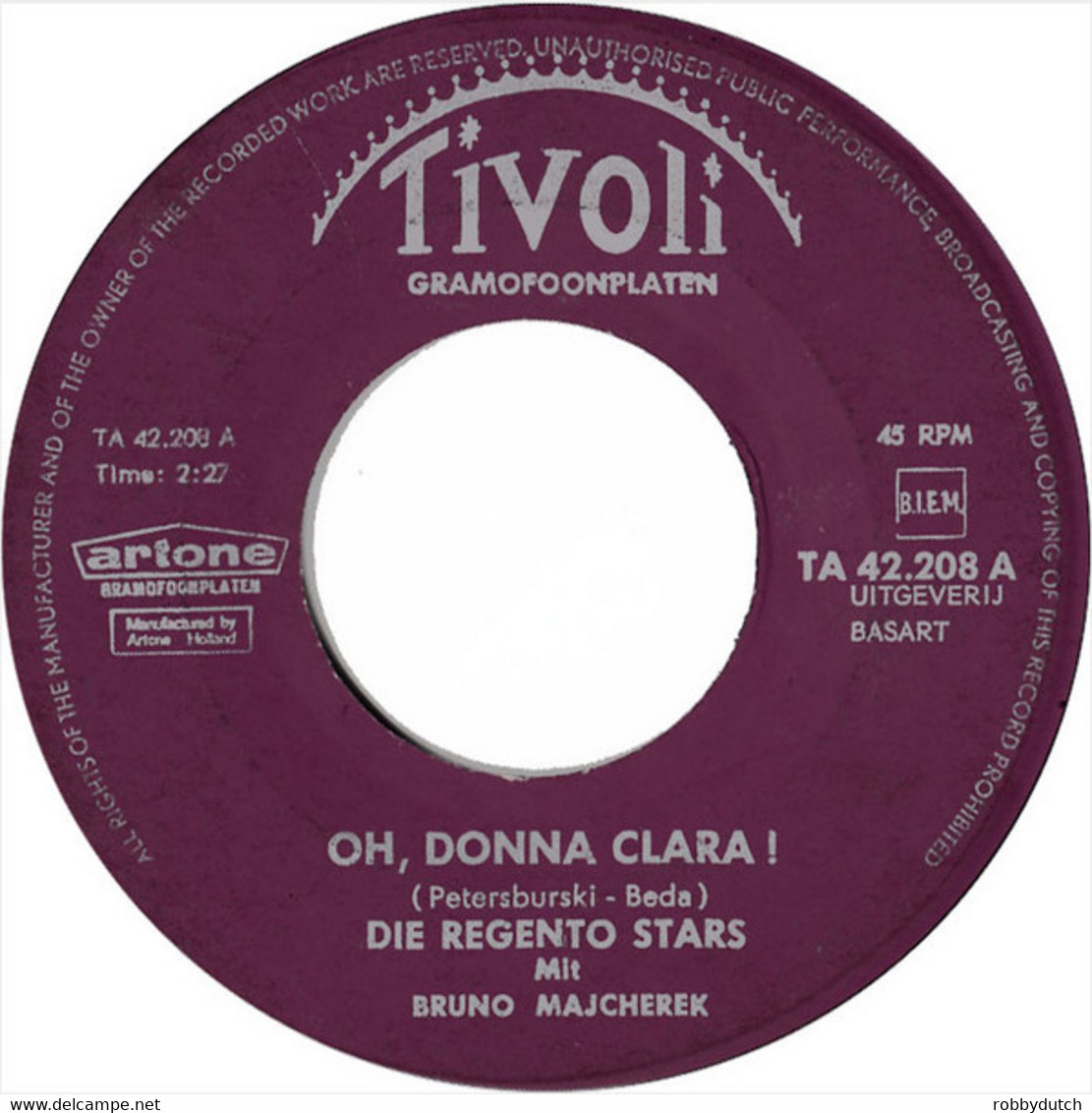 * 7"  *  Die Regento Stars Mit Bruno Majcherek - Oh, Donna Clara! (Holland 1963) - Sonstige - Deutsche Musik