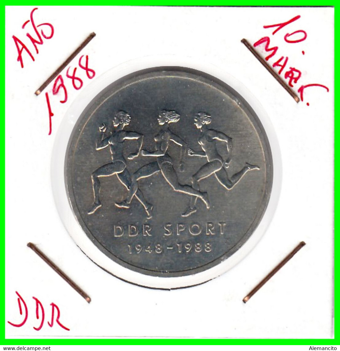 ( GERMANY ) REPUBLICA DEMOCRATICA DE ALEMANIA AÑO 1988 ( RDA ) EAST GERMAN SPORTS MONEDA DE 10-DM - COPPER-NICKEL, 31 MM - Collections