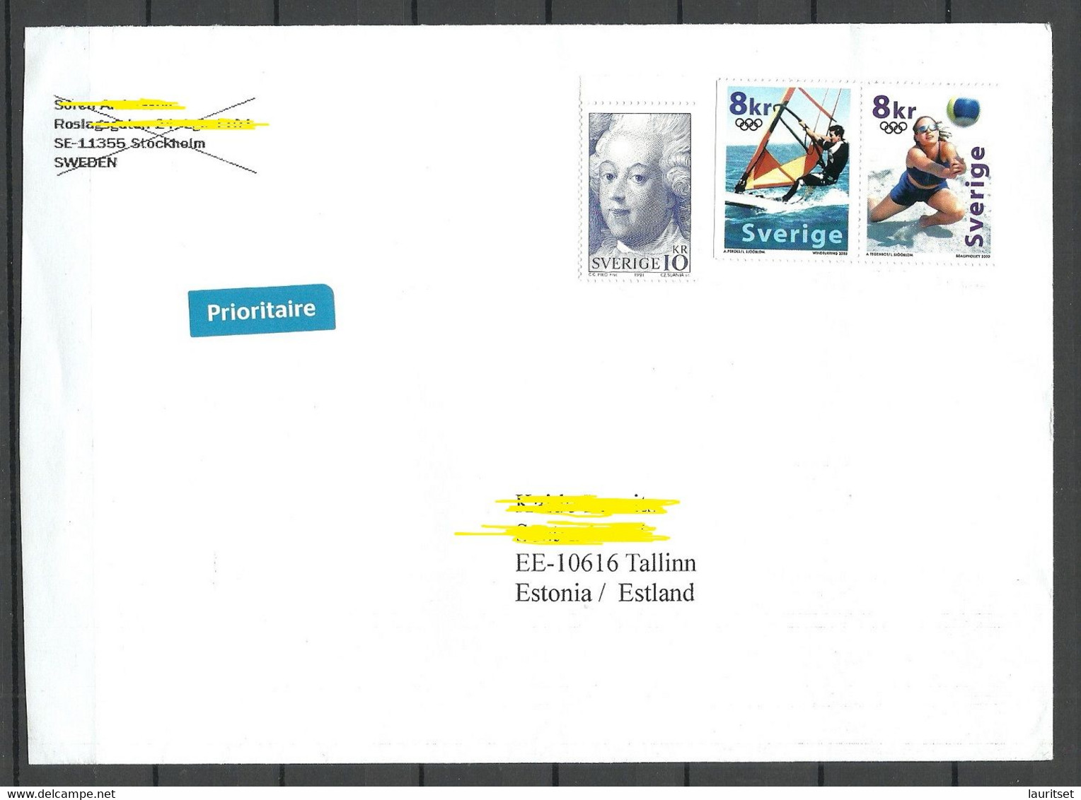 SCHWEDEN Sweden 2022 Air Mail Cover To Estonia Stamps Remained MINT! Sport Olmpic Games Etc. - Covers & Documents