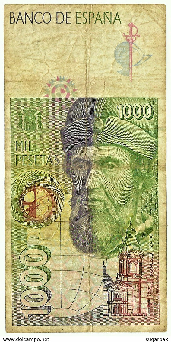 ESPAÑA - 1000 Pesetas - 12.10.1992 ( 1996 ) - Pick 163 - Serie 3P - Hernan Cortes / Francisco Pizarro - 1.000 - [ 6] Herdenking