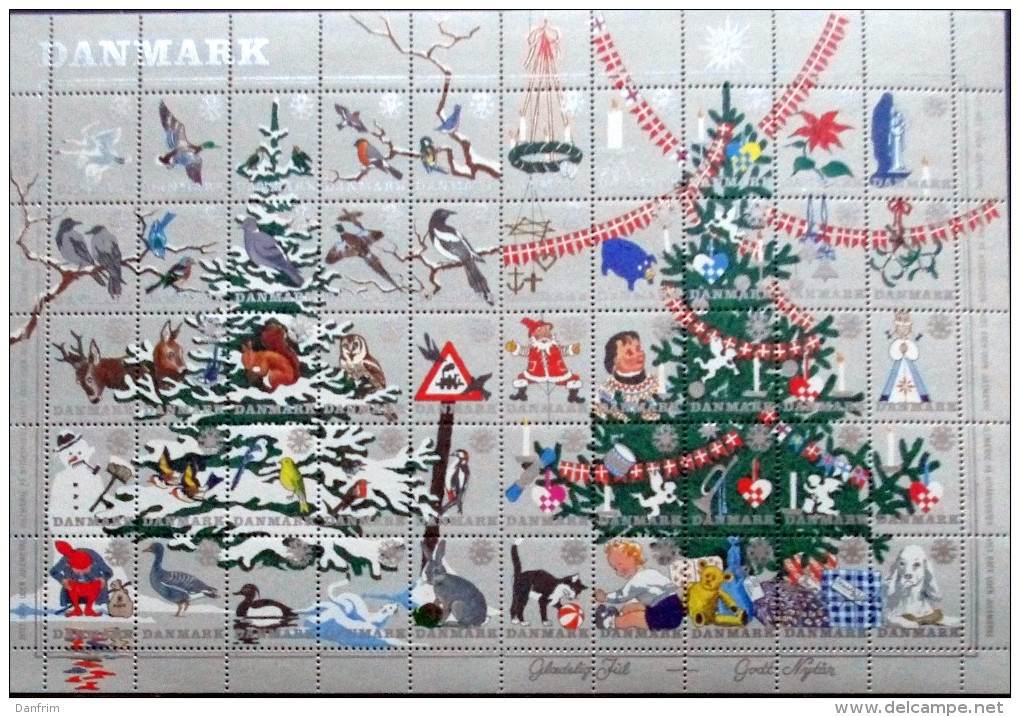 Denmark 1961  Christmas Seal  MNH ( **) Full Sheet Folded  Fir Tree In Snow And Christmas Tree - Feuilles Complètes Et Multiples