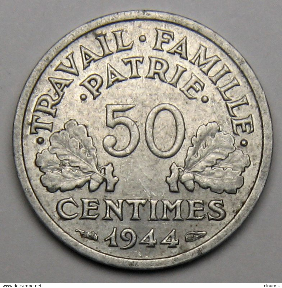 50 Centimes Francisque, Légère, 1944 C (Castelsarrasin)  - Etat Français - 50 Centimes