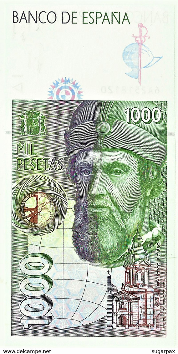 ESPAÑA - 1000 Pesetas - 12.10.1992 ( 1996 ) - Pick 163 - Unc. - Serie 6A - Hernan Cortes / Francisco Pizarro - 1.000 - [ 6] Herdenking