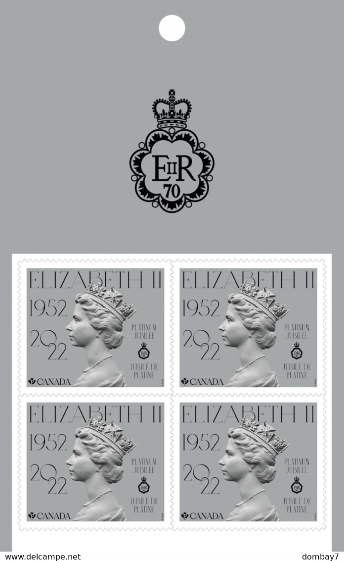 Qc. QUEEN ELIZABETH II PLATINUM JUBILEE = Page Of 4 From Booklet MNH Canada 2022 - Unused Stamps