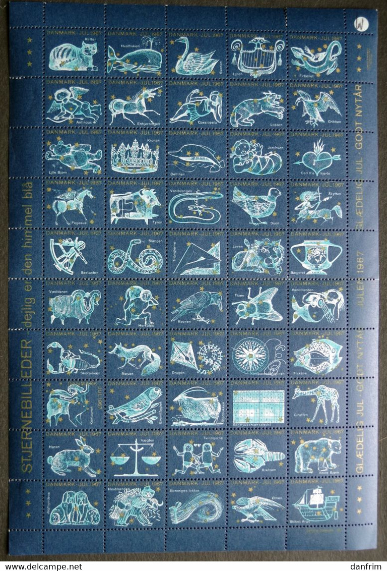 Denmark 1967 Christmas Seal 1967 MNH ( **)  Full Sheet Folded Star Photos - Feuilles Complètes Et Multiples