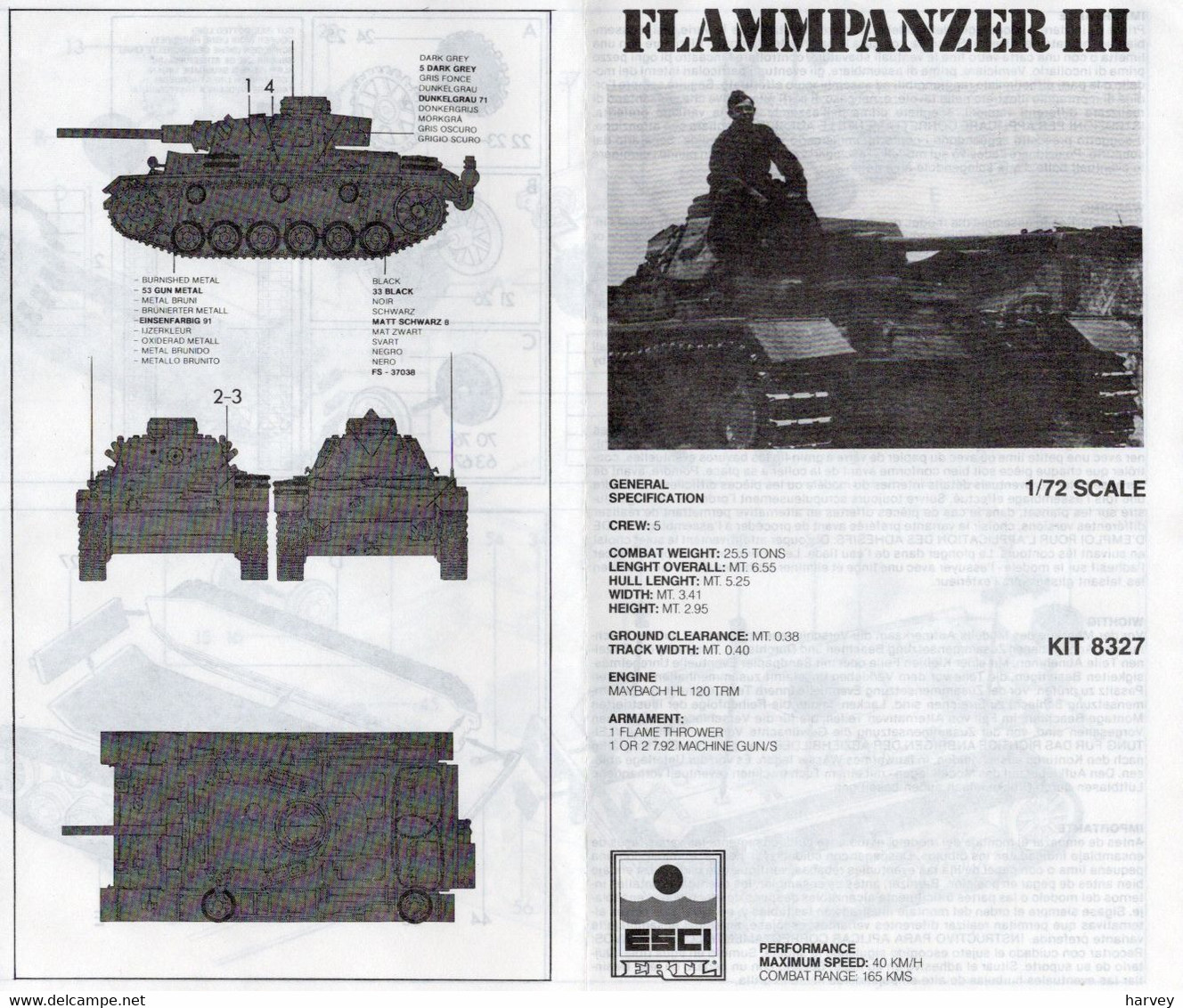 Esci 8327 Pz Kpfw III Flammpanzer 1/72e - Military Vehicles