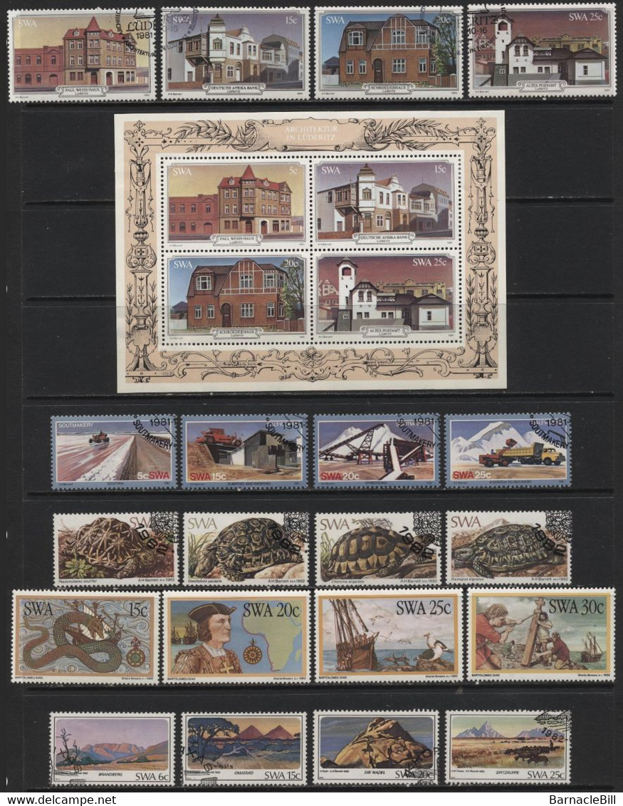 South West Africa (11) 1980 - 1984 72 Different Stamps & 1 Miniature Sheet. Several Sets. Mint & Used. Hinged, - Altri & Non Classificati