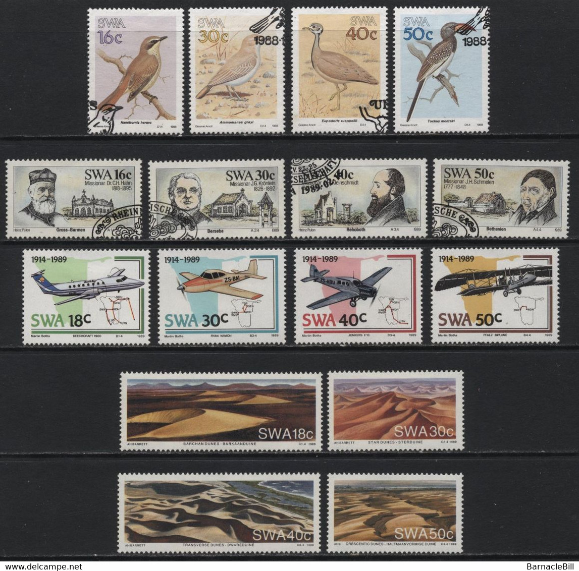 South West Africa (14) 1988 - 1990. 6 Different Sets. Mint & Used. Hinged, - Andere & Zonder Classificatie