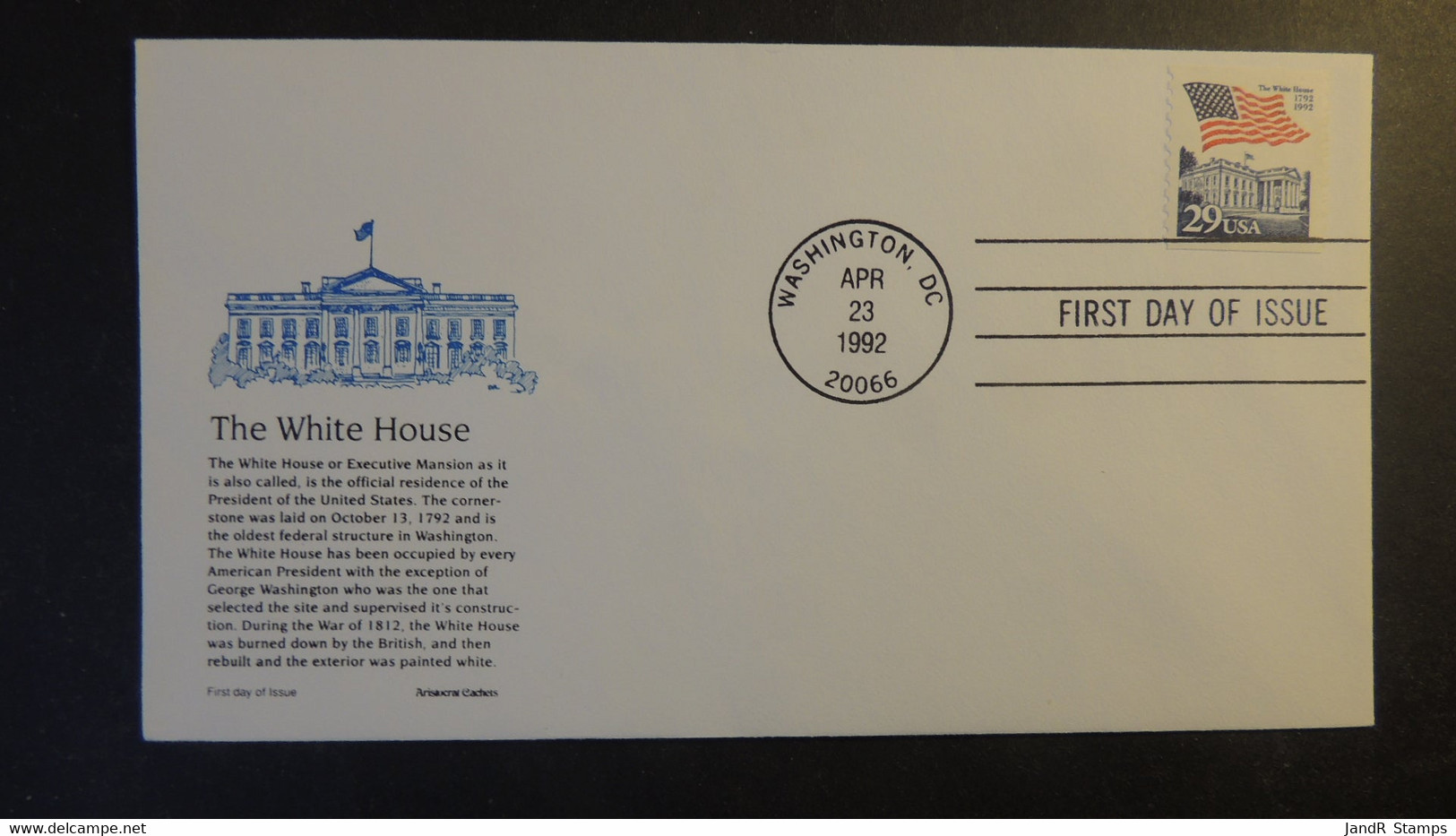 USA 1992 FDC White House Flags Washington Postmark Good Used - 1991-2000