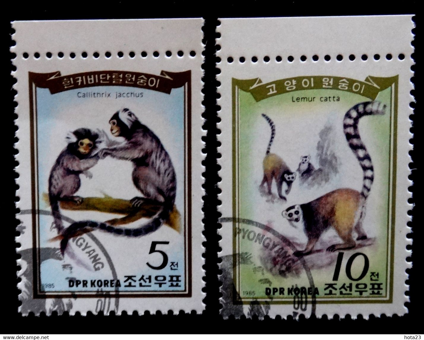 KOREA 1985  SC#2486/87 Pair, Monkeys Used / Cto - Schimpansen