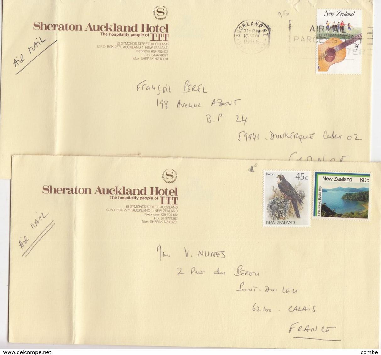 2 COVERS. NEW ZEALAND TO FRANCE   /  2 - Lettres & Documents