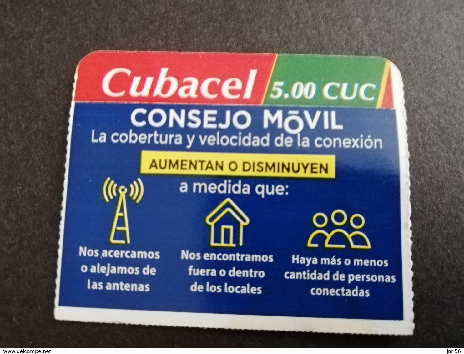 CUBA  5 .00 CUC  CUBACEL  CONSEJO MOVIL   USED    ** 8777** - Kuba