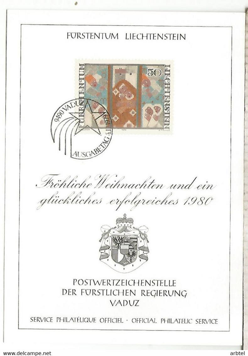 LIECHTENSTEIN FELICITACION NAVIDAD CHRISTMAS 1979 - Storia Postale