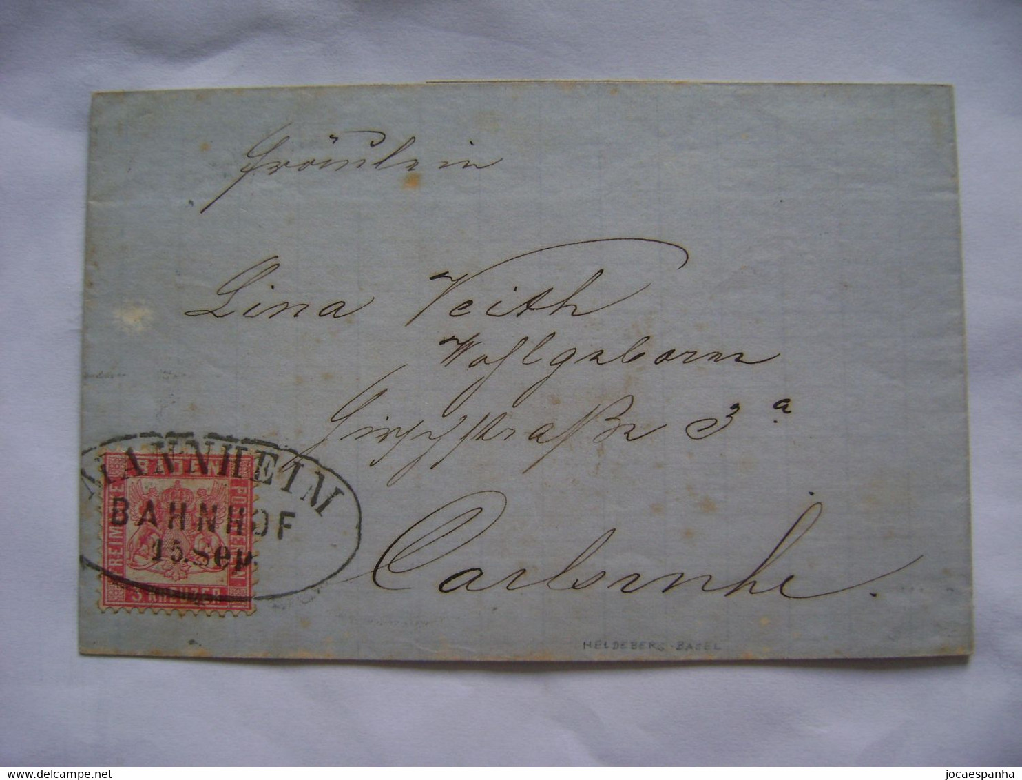 GERMANY (BADEN)-LETTER SENT FROM HEIDELBERG TO CARLSRUHE STAMP BAHNHOF FROM MANNHEIM IN 18?? IN STATE - Cartas & Documentos