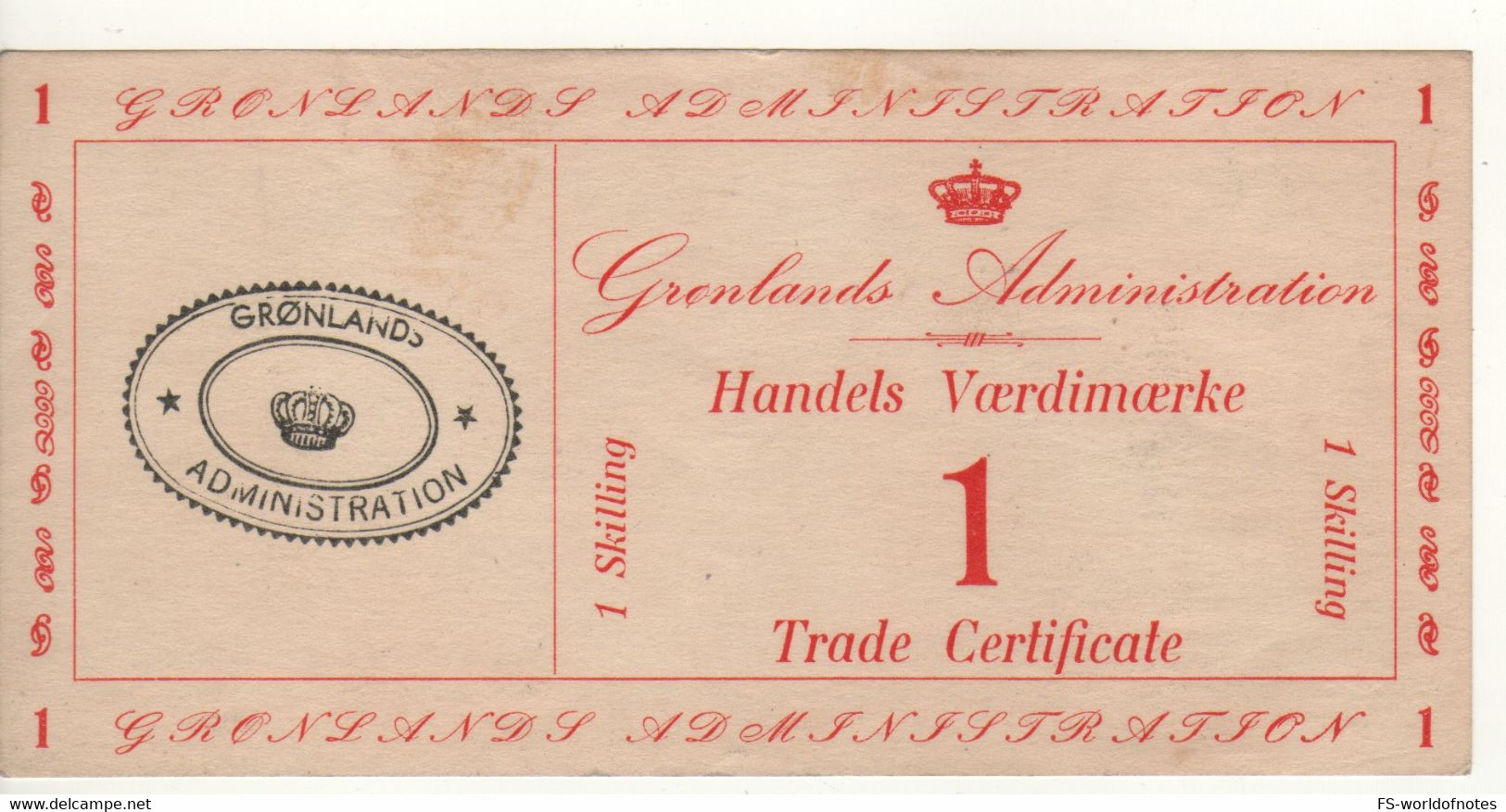 GREENLAND  1 Skilling   PM8a   (ND - 1941)  "issued For American Troops In Greenland During WWII" - Groenland