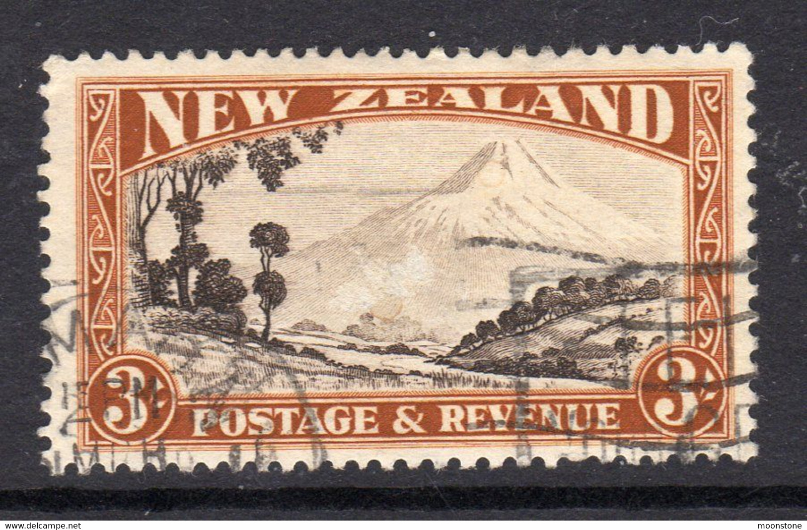 New Zealand GV 1935-6 3/- Mount Egmont Definitive, Perf 13½, Used, SG 569 (A) - Used Stamps