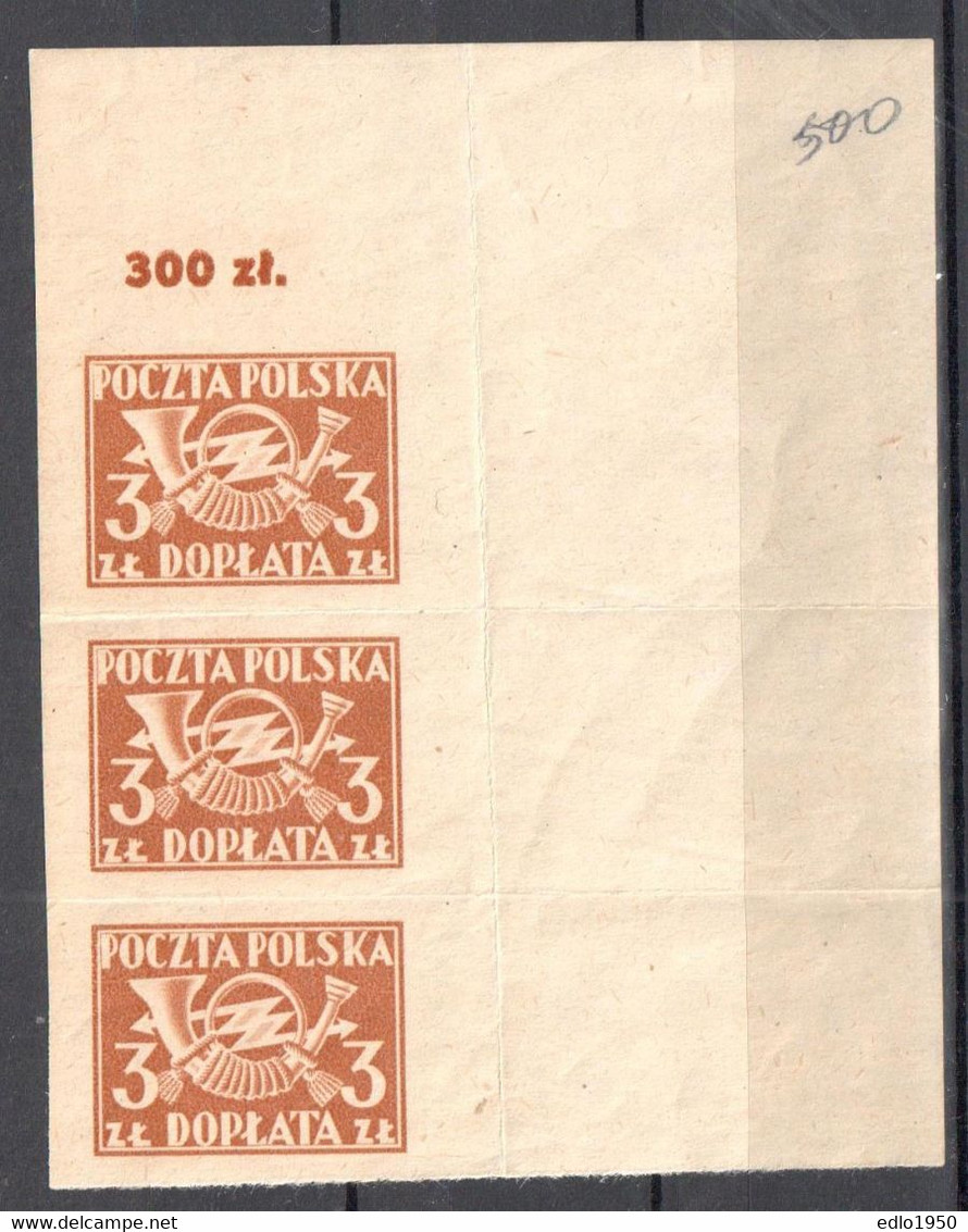 Poland 1946 - Postage Due - Mi.3x106B - MNH - Impuestos