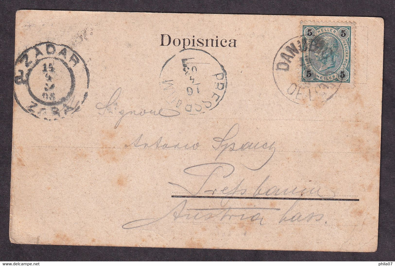 Austria/Croatia - Postcard Sent Via Zadar To Pressbaum In Austria, Cancelled By M.T.P.O. OE LOYD DANUBIO Postmark 15.05. - Covers & Documents