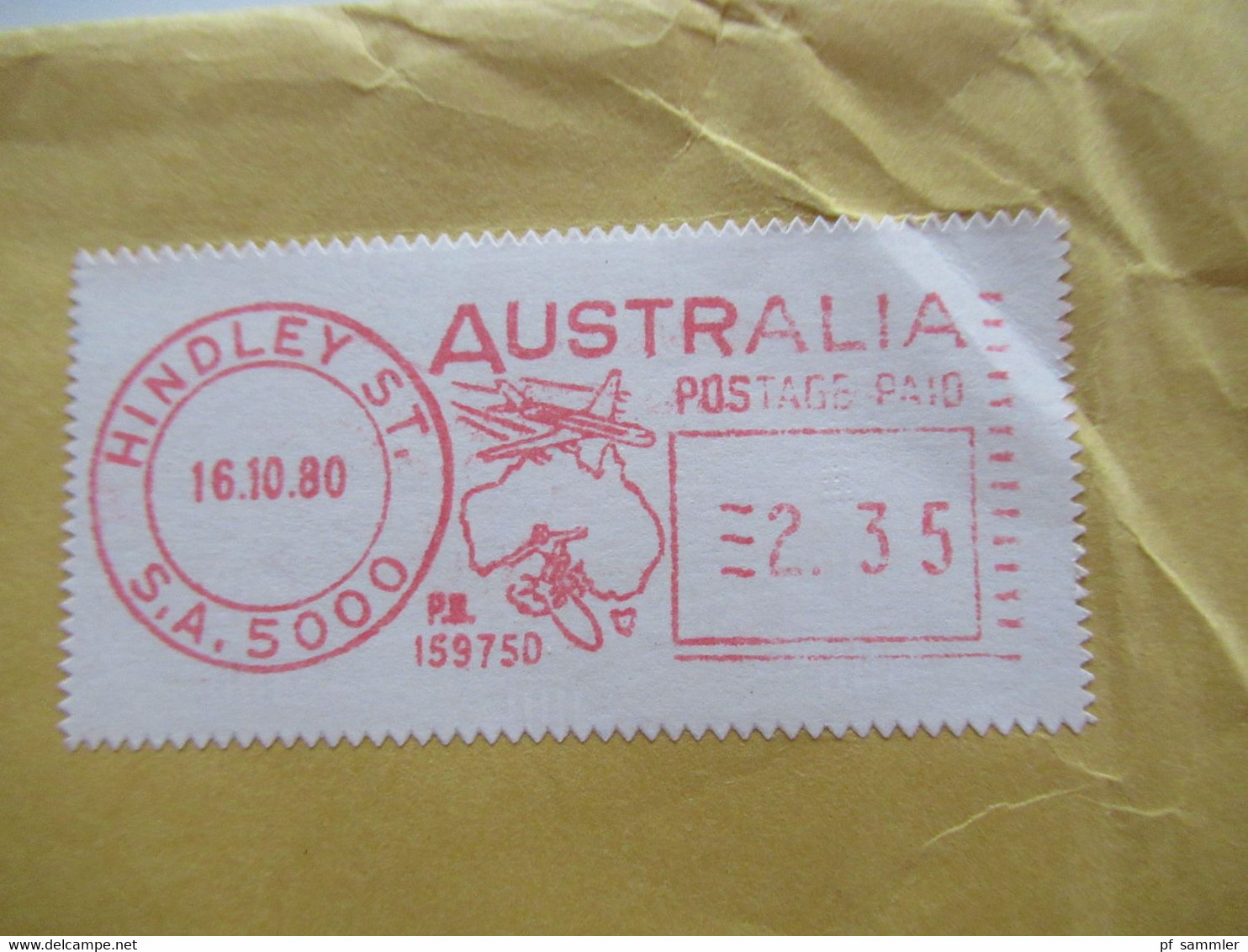 1980 Umschlag Mit Stempel House Of Assembly Adelaide 5000 Freistempel Aufkleber Hindley ST. Postage Paid - Storia Postale