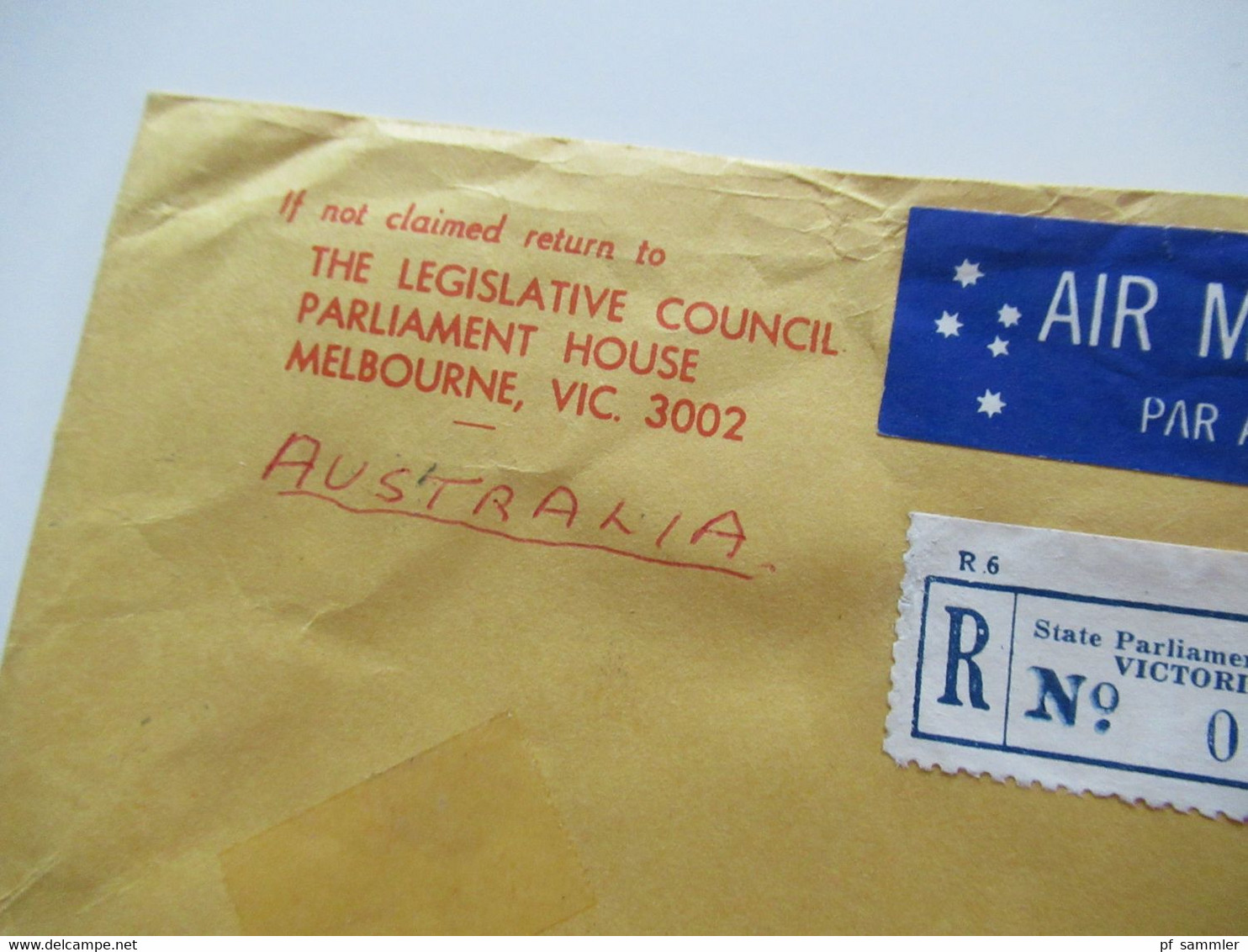 1980 The Legislative Council Parliament House Melbourne Marken Lochung / Perfin VG Einschreiben State Parliament House