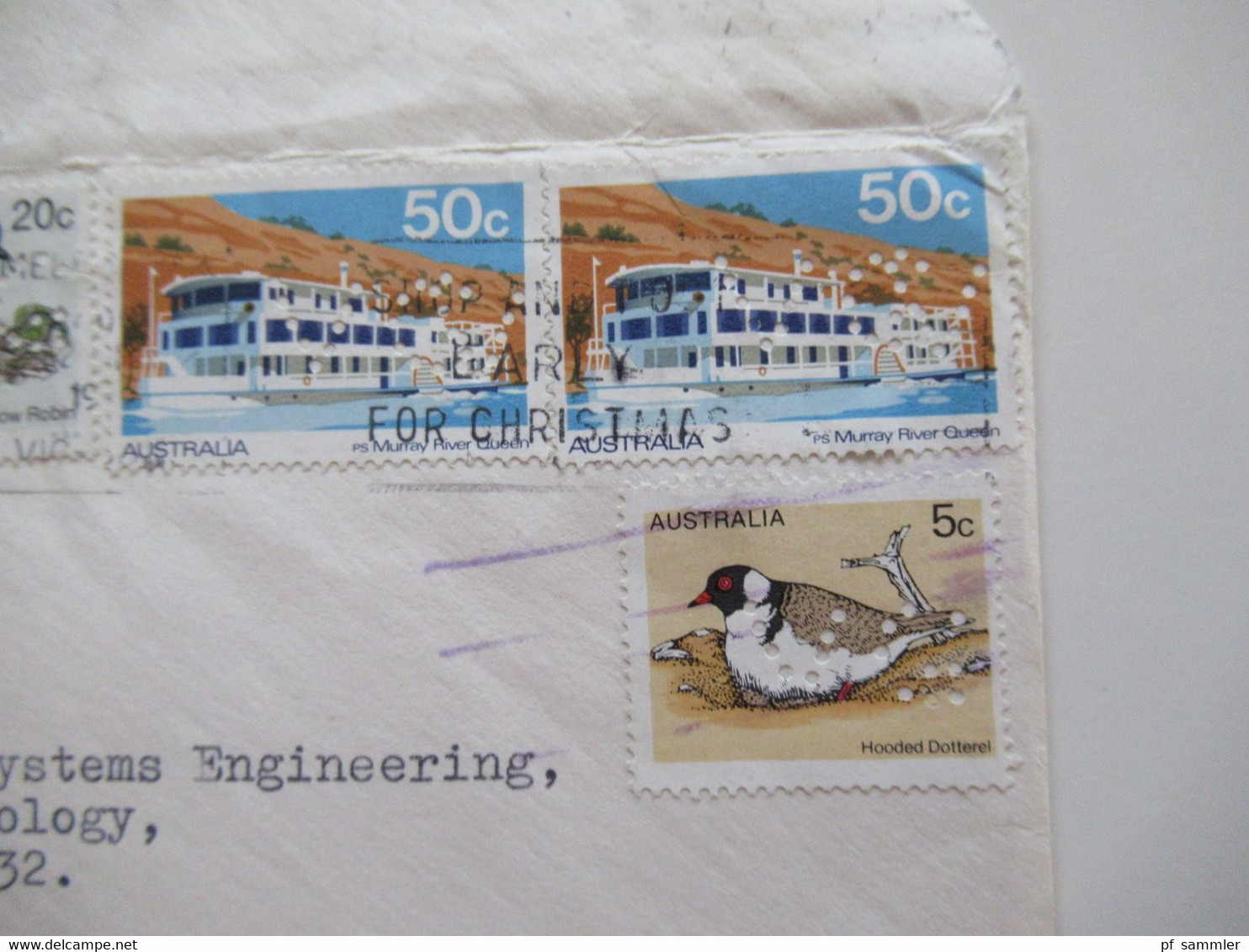 Australien Ca. 1982 Umschlag Parliament Of Victoria Marken Mit Lochung / Perfin VG Air Mail Nach Atlanta USA - Lettres & Documents