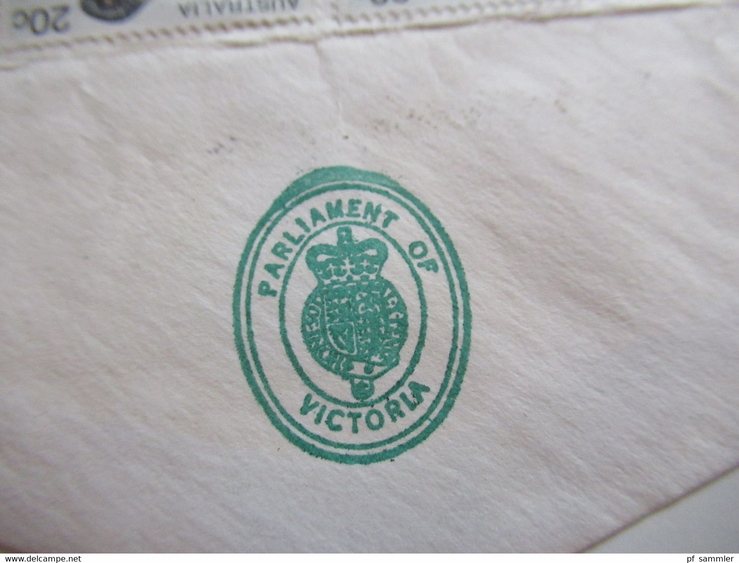 Australien Ca. 1982 Umschlag Parliament Of Victoria Marken Mit Lochung / Perfin VG Air Mail Nach Atlanta USA - Covers & Documents