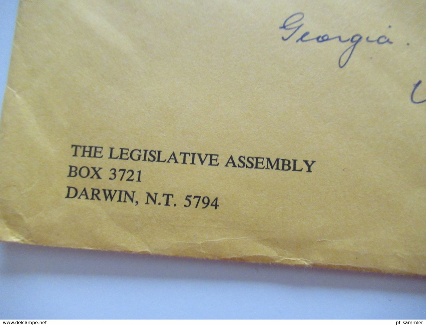 Australien 1980 Freistempel Darwin N.T. 5790 Postage Paid Air Mail Nach Atlanta USA Umschlag The Legislative Assembly - Cartas & Documentos