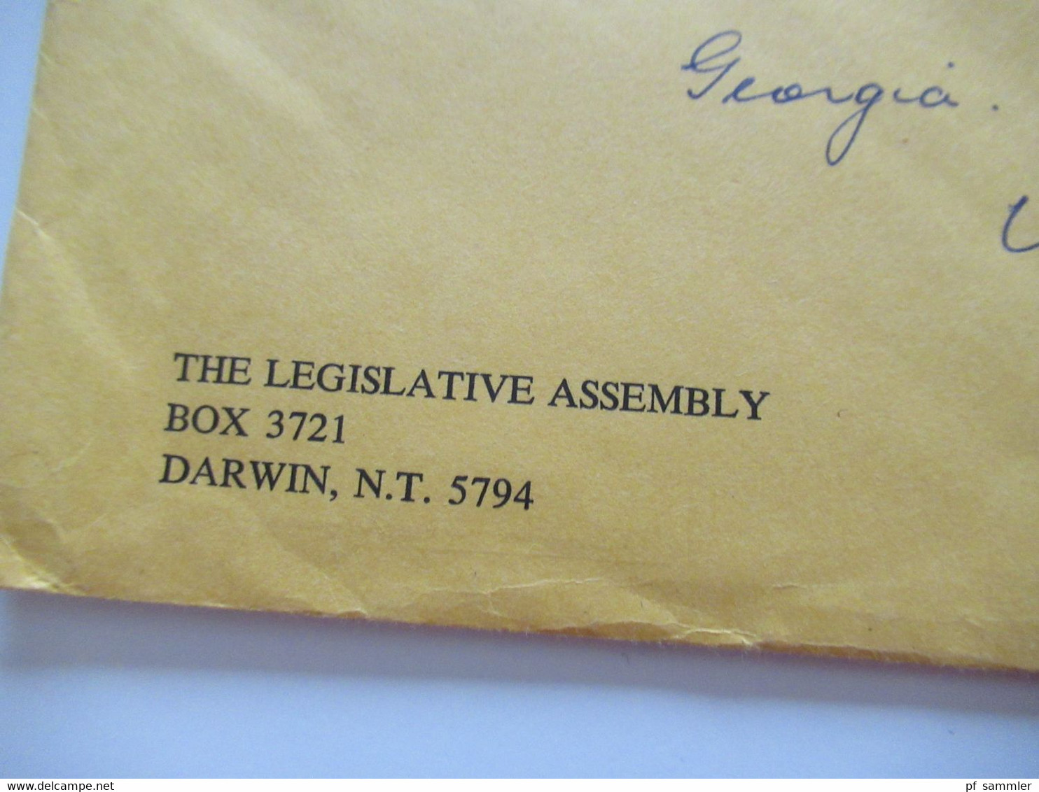 Australien 1980 Freistempel Darwin N.T. 5790 Postage Paid Air Mail Nach Atlanta USA Umschlag The Legislative Assembly - Brieven En Documenten