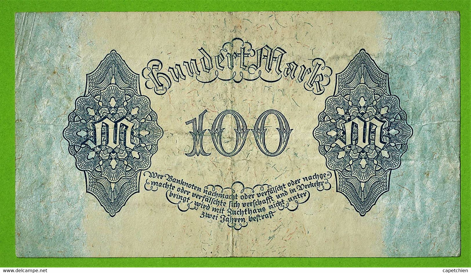 ALLEMAGNE / 100 MARK / REICHSBANKNOTE / 04 - 08 - 1922 / B. 06412181  Ros.72 - 100 Mark