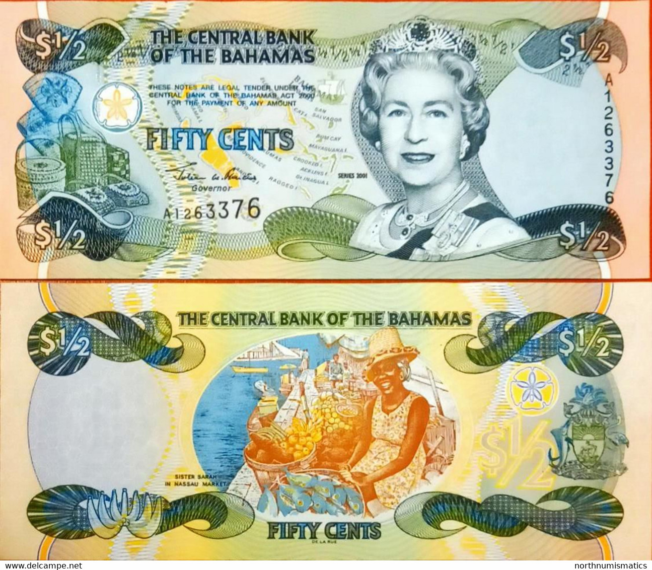 Bahamas 1/2 Fifty Cents 2001 Unc - Bahamas