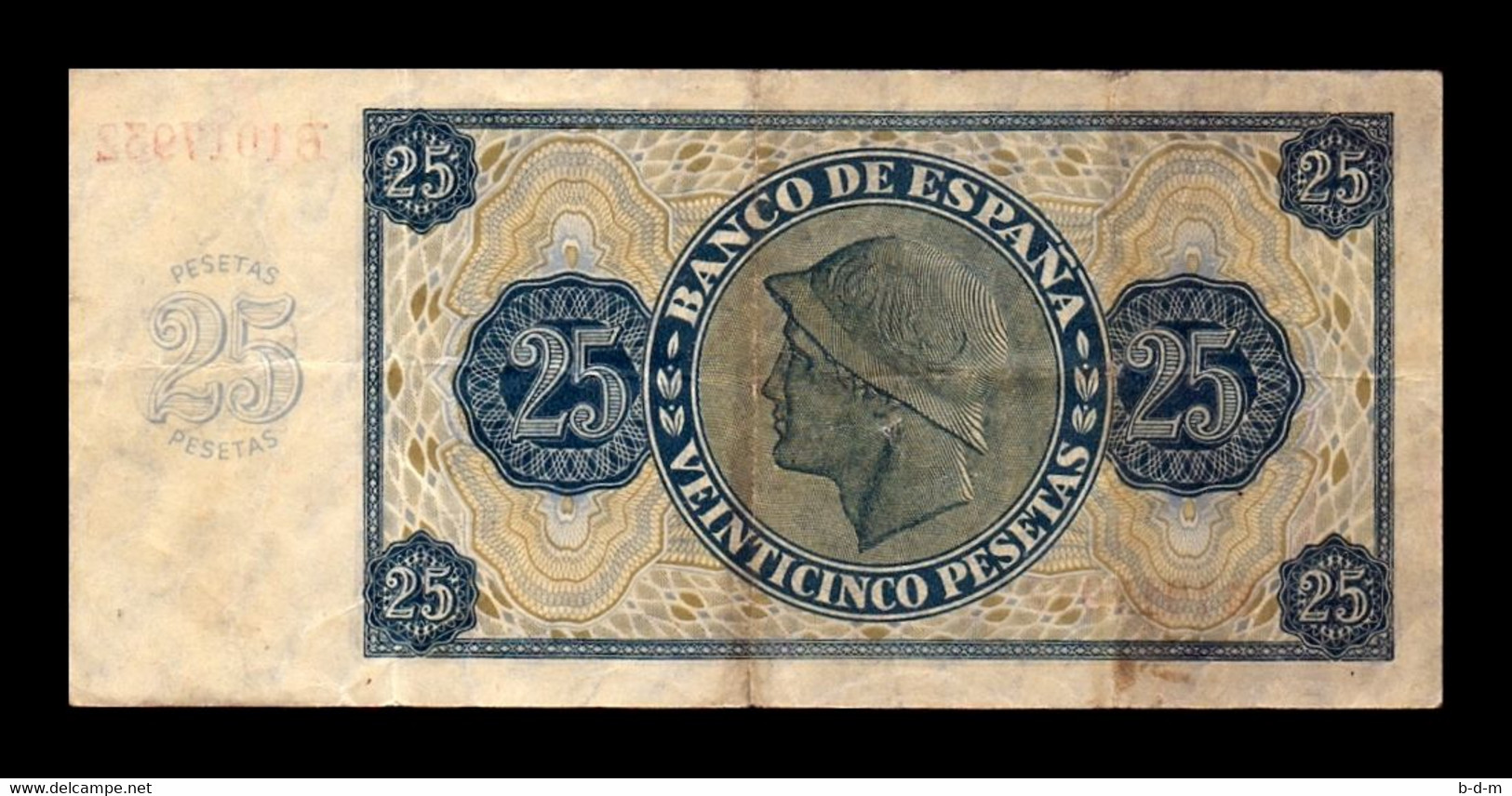 España Spain 25 Pesetas Burgos 1936 Pick 99 Serie B T.932 MBC VF - 25 Peseten