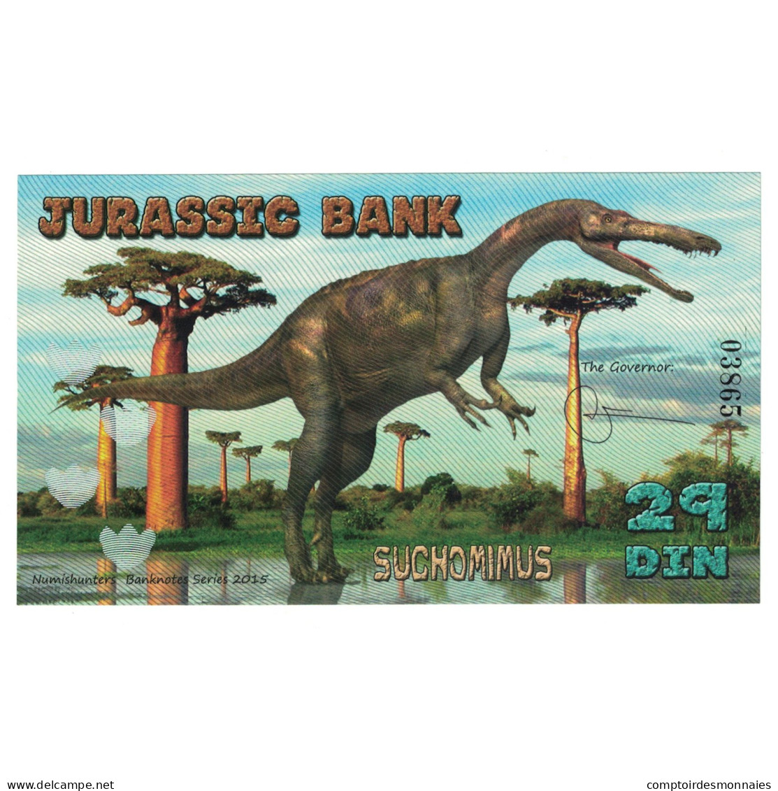 Billet, Espagne, Billet Touristique, 2015, JURASSIC BANK 29 DIN, NEUF - [ 7] Fautés & Variétés