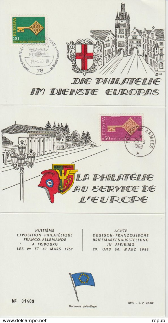 Philatélie au service de l'Europe, 15 souvenirs des expositions Franco-Allemande entre 1962 et 1977