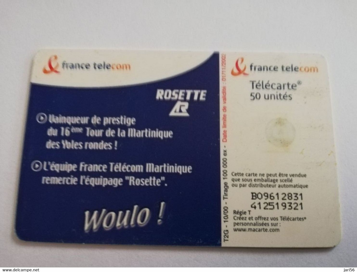 FRANKRIJK  50 UNITS  ROSETTE / VAINQUEUR DU TOUR 2000 /  TOUR DE LA MARTINIQUE USED CARD **8856** - Phonecards: Private Use