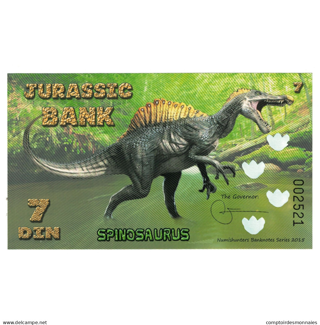 Billet, Espagne, Billet Touristique, 2015, JURASSIC BANK 7 DIN, NEUF - [ 7] Fautés & Variétés