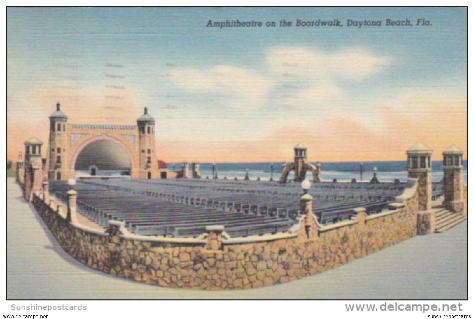Florida Daytona Amphitheatre On The Boardwalk 1942 Curteich - Daytona
