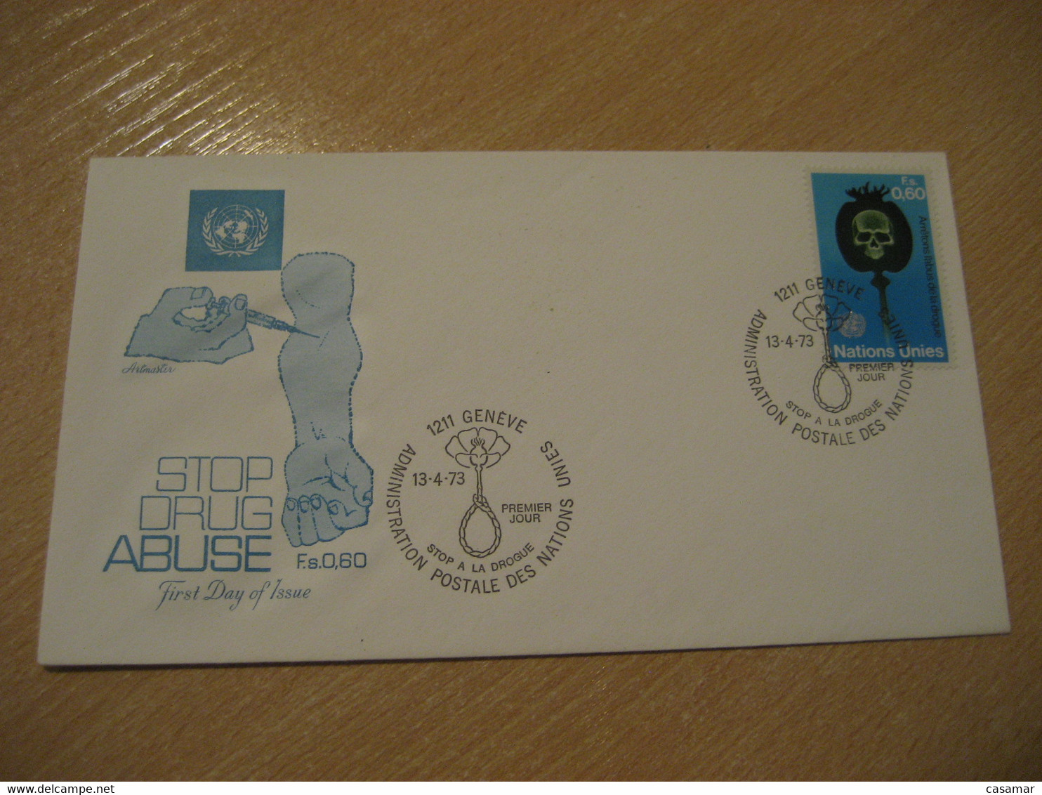 GENEVE 1973 Stop Drogue Drug Abuse Narcotic Drugs Chemical FDC Health Sante Cancel Cover UNITED NATIONS Switzerland - Droga