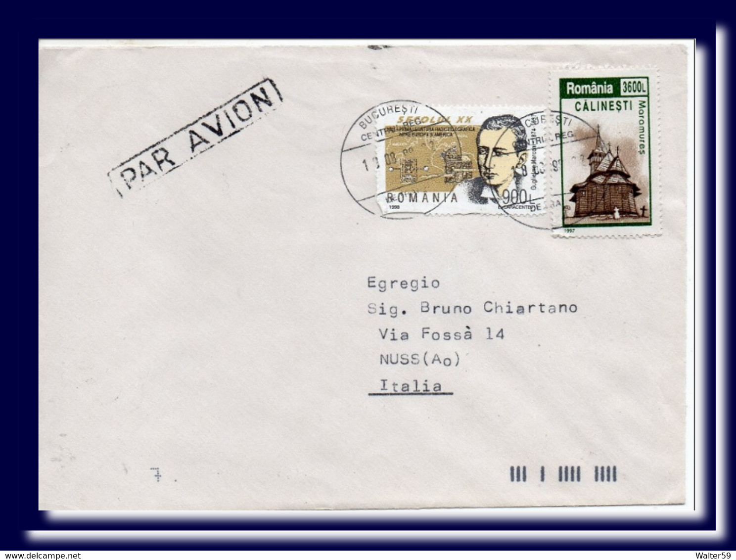 1998 Romania Airletter Posted Bucarest To Italy - Postmark Collection