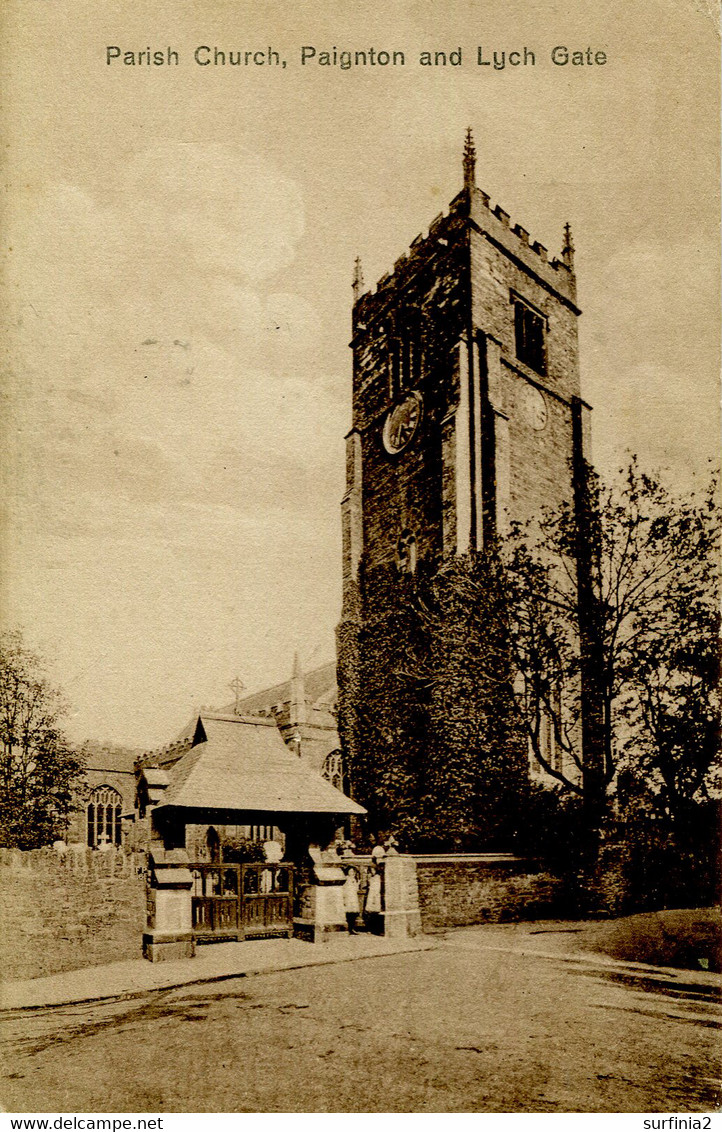 DEVON M-T PAIGNTON PARISH CHURCH AND LYCHGATE Dv1856 - Paignton