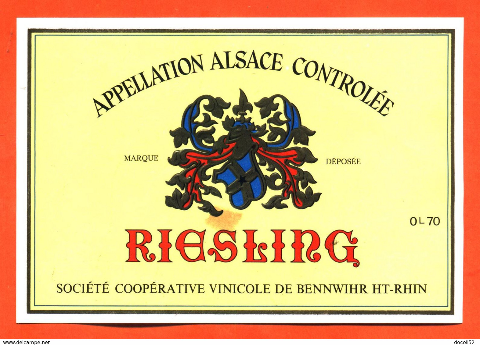 Etiquette Neuve De Vin D'alsace Riesling Coopérative Vinicole De Bennwihr - Riesling