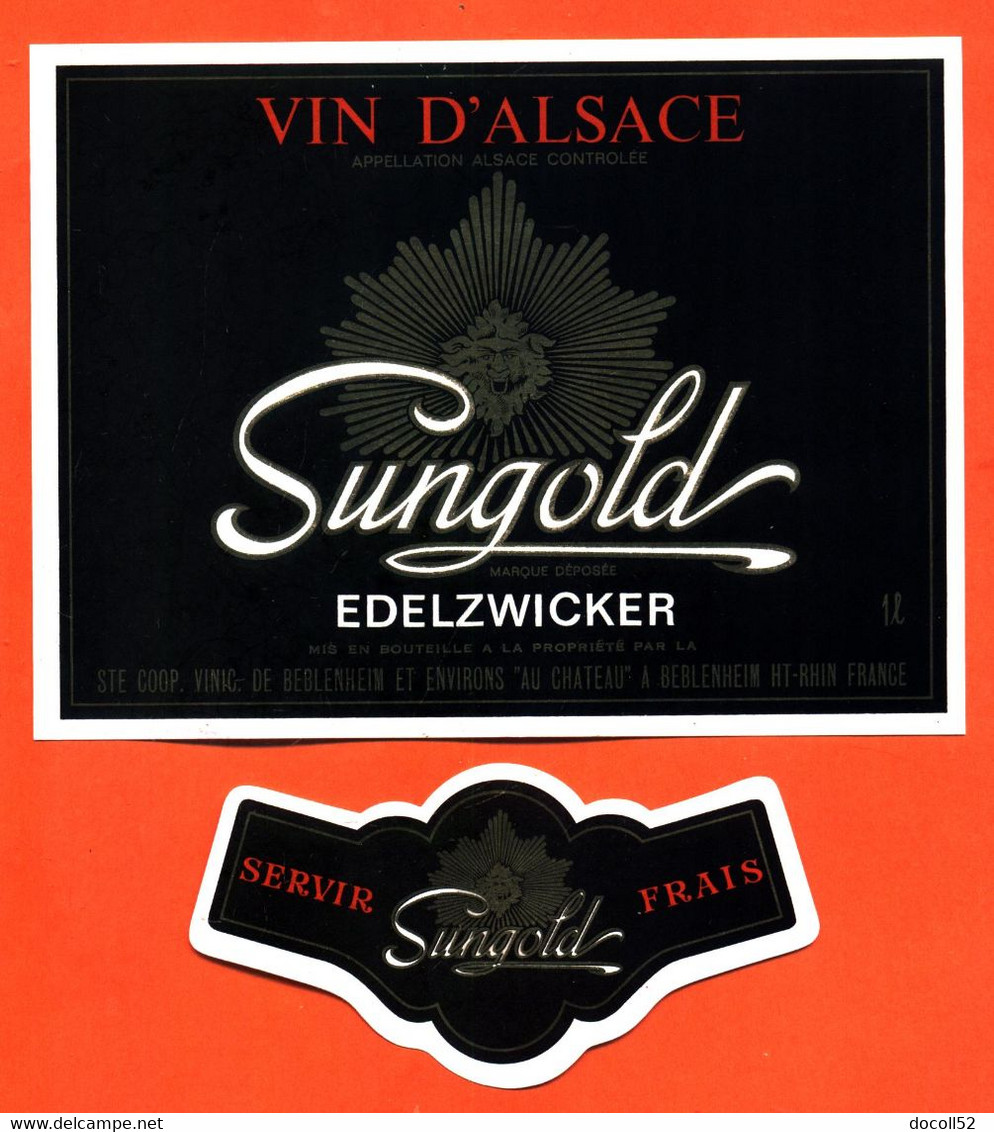 Etiquette + Collerette Ancienne Neuve De Vin D'alsace Sungold Edelzwicker Société Au Chateau à Beblenheim - 100 Cl - Gewürztraminer