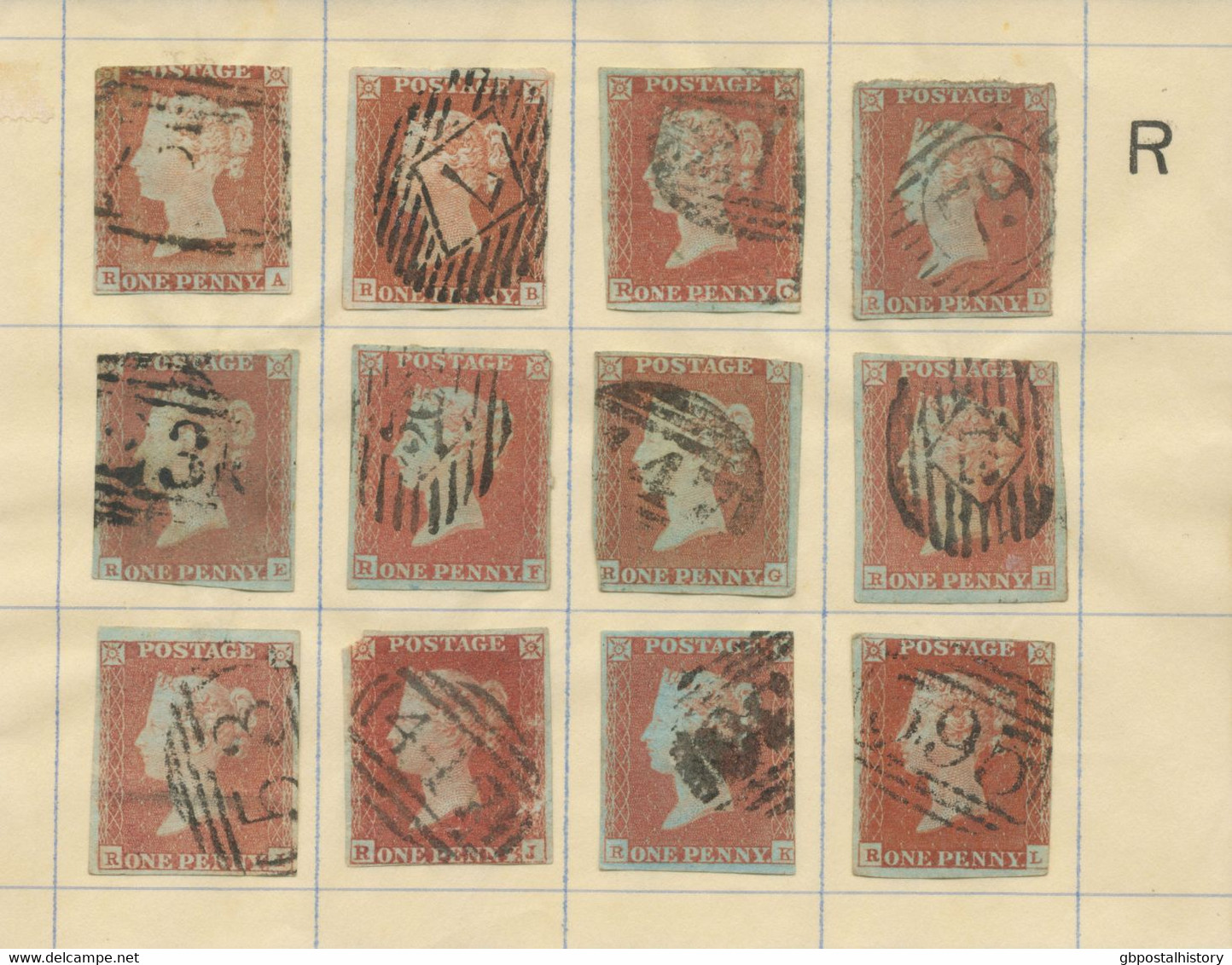 COLLECTION QV 1d red imperforated complete sheet reconstruction of 240 stamps (within ca. 130 four margins copies)