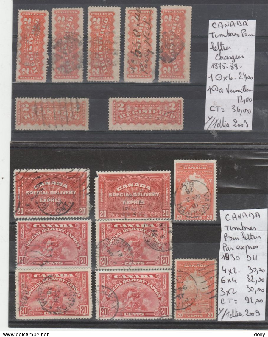 TIMBRE DU CANADA  1875-88 -1906-45 OBLITEREES Nr VOIR SUR PAPIER AVEC TIMBRES COTE 326.80  € - Postage Due