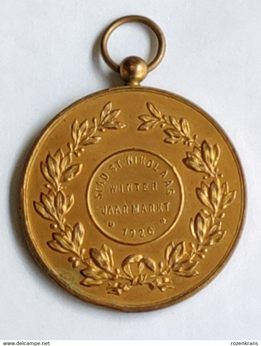 Oude Medaille Ancienne Old Medal Winter Jaarmarkt Sint St Niklaas Nikolaas 1926 Waasland Fraveur Franz Vanleemputten - Otros & Sin Clasificación